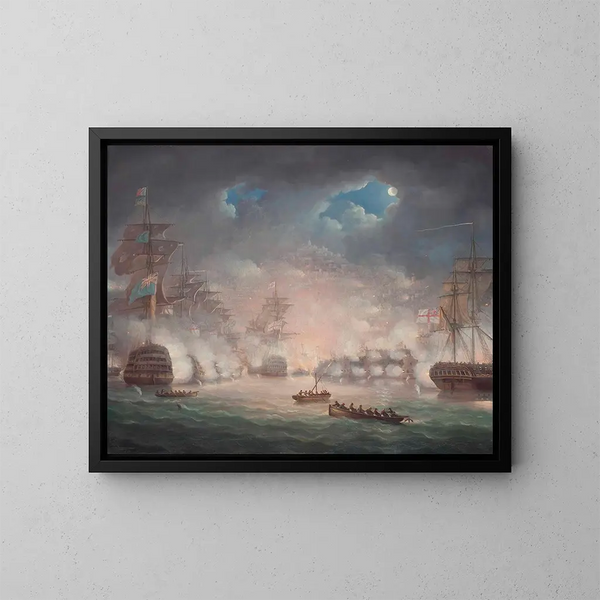 La bombardeo de Argel, 27 de agosto de 1816 - Thomas Buttersworth — cuadro enmarcado en la pared