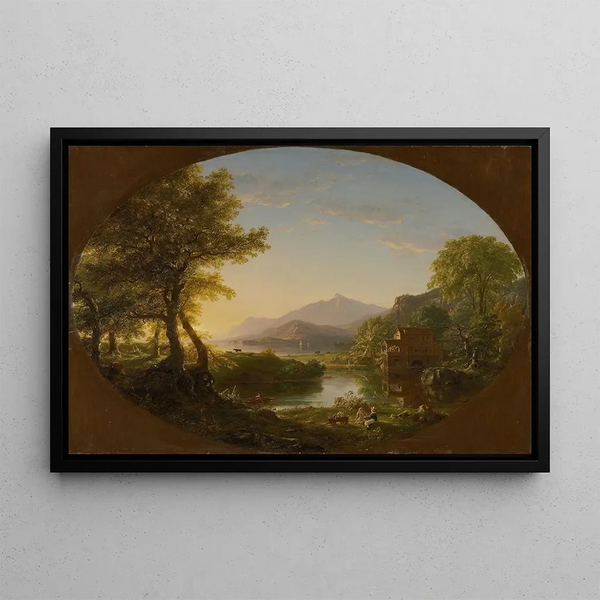 El molino al atardecer - Thomas Cole — cuadro enmarcado en la pared