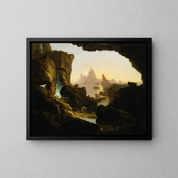 El Retiro de las Aguas del Diluvio - Thomas Cole — cuadro enmarcado en la pared