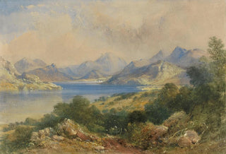 Thomas Colman Dibdin - Mountainous Scene with a lake.webp