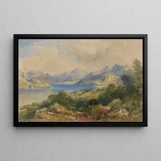 Thomas Colman Dibdin - Mountainous Scene with a lake.webp
