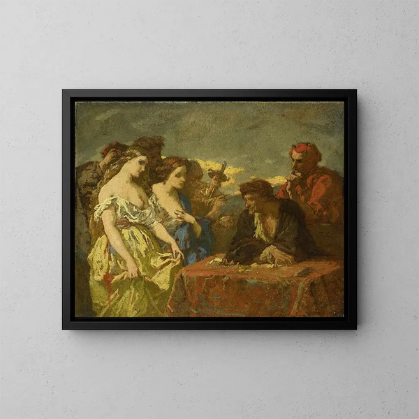 La codicia del oro - Thomas Couture — cuadro enmarcado en la pared
