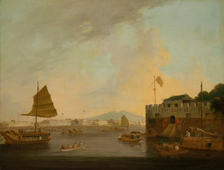 The European factories and the Dutch madness at Fort Canton from the southwest of the Canton River - Thomas Daniell — artwork view