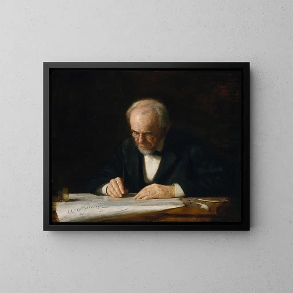 The Master of the Writing - Thomas Eakins — framed artwork on a wall