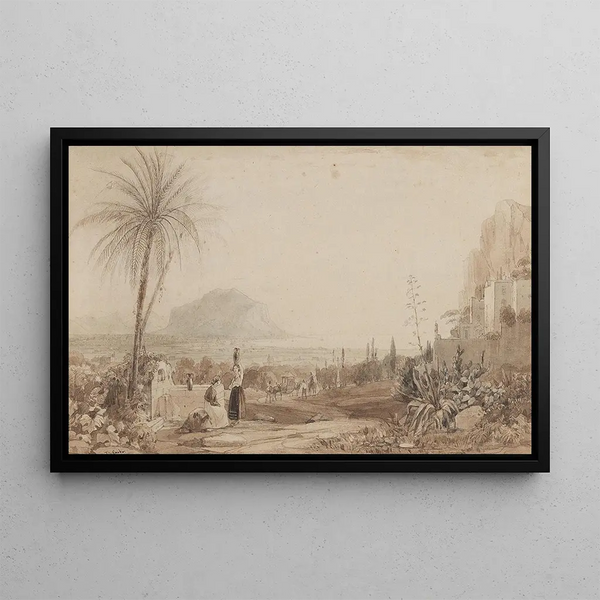Una cabaña y un macizo rocoso - Thomas Ender — cuadro enmarcado en la pared