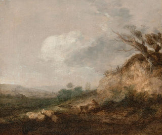 Thomas Gainsborough - A shepherd and his dog in a landscape his flock resting by a dune in the foreground.webp