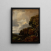 Landscape painting with trees and a field, a church steeple in the distance - Thomas Gainsborough — framed artwork on a wall