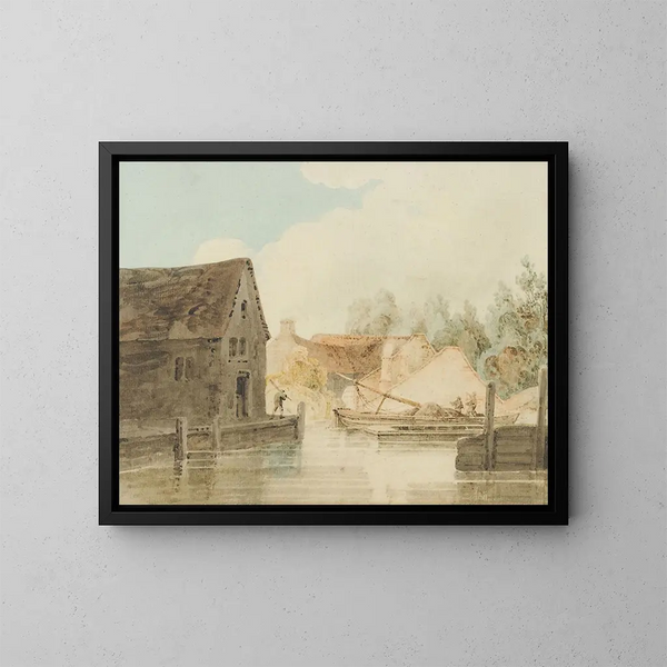 Quai du canal - Thomas Girtin — cuadro enmarcado en la pared