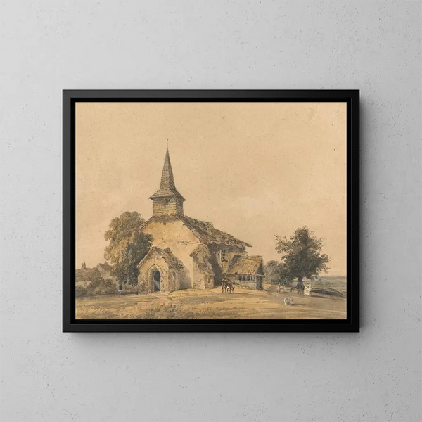 Iglesia de la capilla, Surrey - Thomas Girtin — cuadro enmarcado en la pared