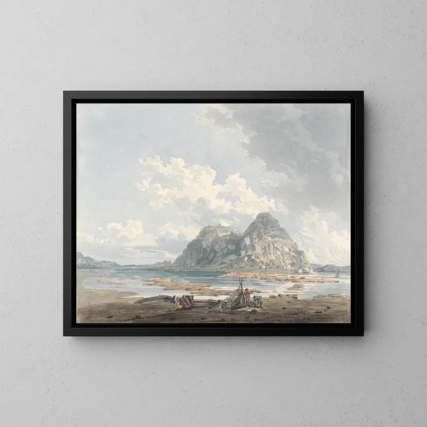 de roca y castillo de Dumbarton - Thomas Girtin — cuadro enmarcado en la pared