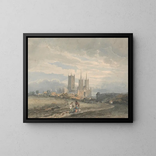 Catedral de Lincoln - Thomas Girtin — cuadro enmarcado en la pared