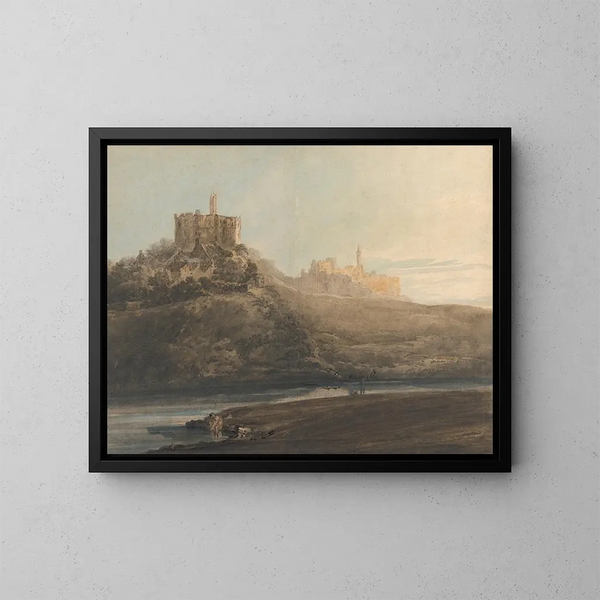 Castillo de Warkworth, Northumberland - Thomas Girtin — cuadro enmarcado en la pared