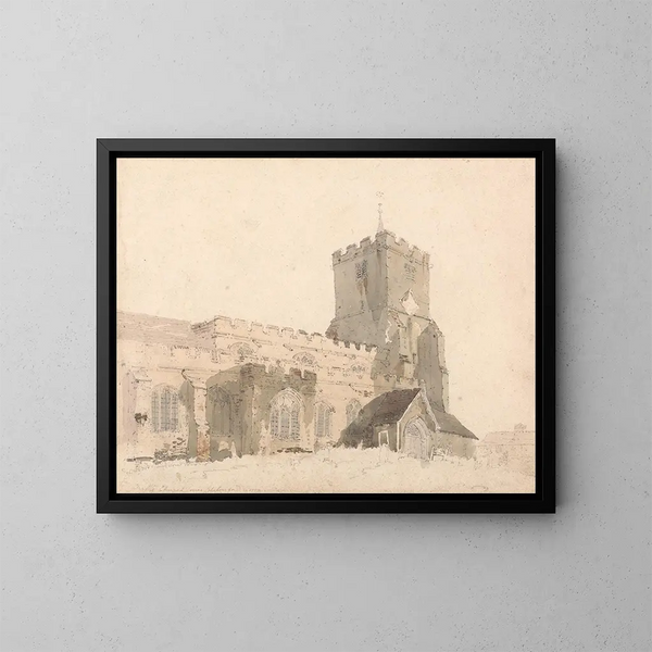 Iglesia de Writtle, Essex - Thomas Girtin — cuadro enmarcado en la pared