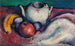 Still life with teapot and fruits - Thomas Hart Benton — artwork view