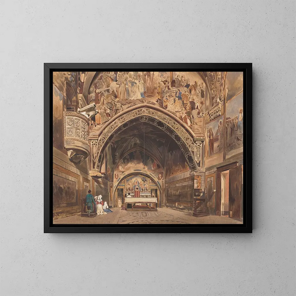 interior de la iglesia de San Benito en Subiaco cerca de Roma - Thomas Hartley Cromek — cuadro enmarcado en la pared