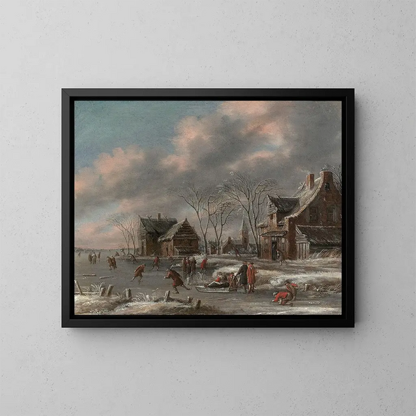 Ice Skaters in Winter - Thomas Heeremans — framed artwork on a wall
