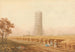 Column of Bonaparte on Scaffolding in Boulogne, France, with Harvesters in a Field - Thomas Hosmer Shepherd — artwork view