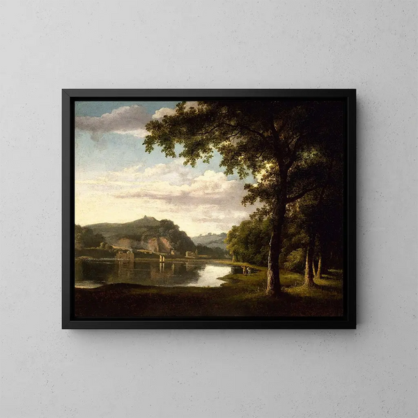 Paisaje con vista al río Wye - Thomas Jones — cuadro enmarcado en la pared