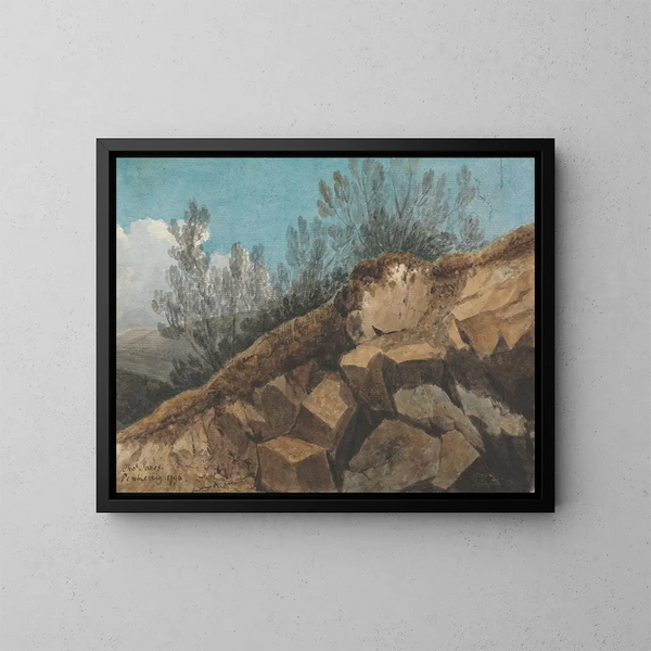 Estudio de las rocas cerca de Pencerrig, en Gales - Thomas Jones — cuadro enmarcado en la pared