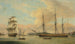 The Gentleman in Two Positions Off Deptford Dockyard with Greenwich Beyond - Thomas Luny — artwork view