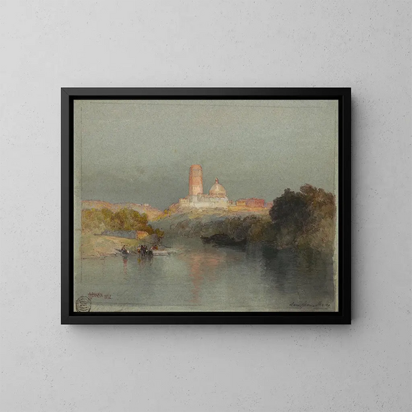Hacienda sur le fleuve Lerma, San Juan, Mexique - Thomas Moran — cuadro enmarcado en la pared