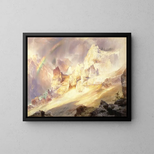 Arc-en-ciel sobre el Gran Cañón de Yellowstone - Thomas Moran — cuadro enmarcado en la pared