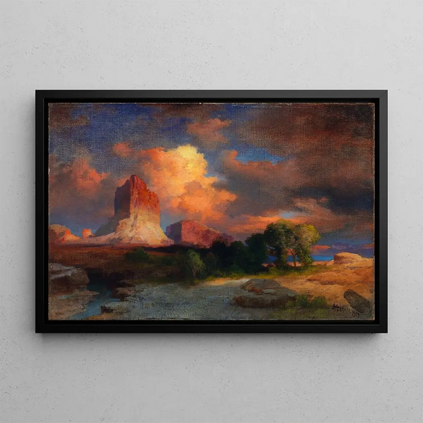 Nube al Atardecer Río Verde Wyoming - Thomas Moran — cuadro enmarcado en la pared