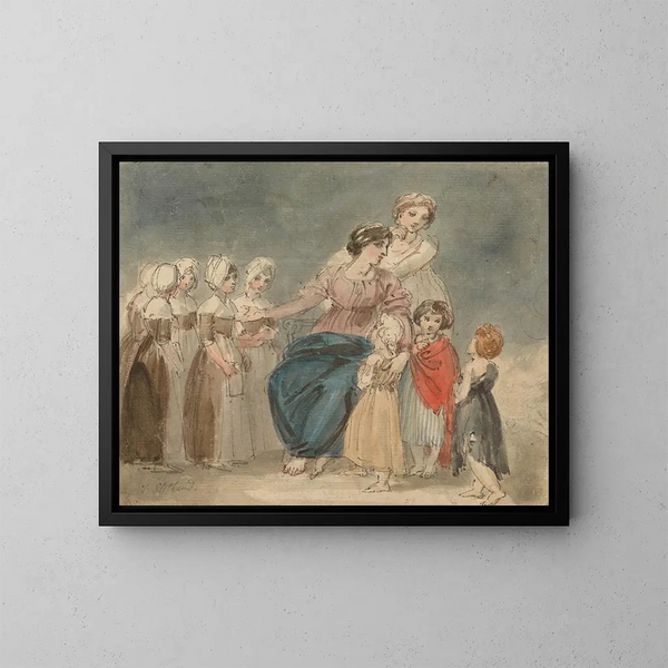 Charité, niños y pequeños vagabundos - Thomas Stothard — cuadro enmarcado en la pared