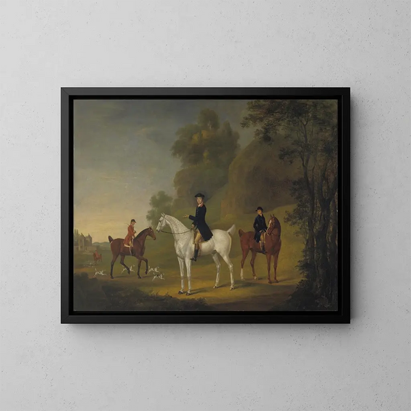 Lord Bulkeley y sus galgos, su cazador John Wells y su picador R. Jennings - Thomas Stringer — cuadro enmarcado en la pared