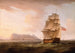 a British warship in front of the Rock of Gibraltar - Thomas Whitcombe — artwork view