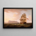 a British warship in front of the Rock of Gibraltar - Thomas Whitcombe — framed artwork on a wall