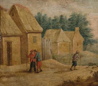 Thomas van Apshoven - Village buildings with peasants.webp
