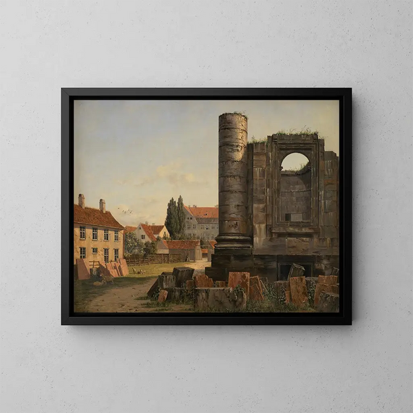 Vista de Marmorpladsen con las ruinas de la iglesia inacabada de Frederiks en Copenhague - Thorald Læsøe — cuadro enmarcado en la pared