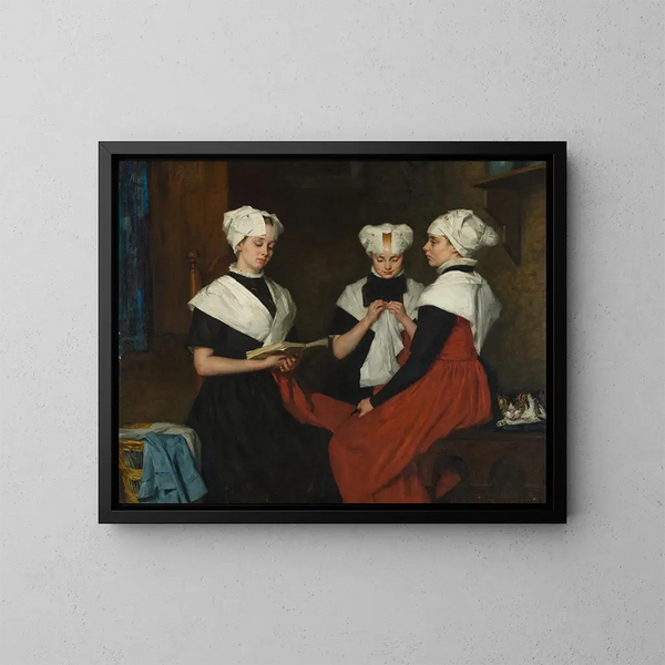 Tres huérfanas de la ciudad de Ámsterdam - Thérèse Schwartze — cuadro enmarcado en la pared