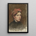 Retrato de una joven con un pañuelo rojo - Thérèse Schwartze — cuadro enmarcado en la pared