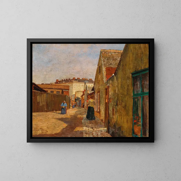 a Dead-end Street in Vienna, Erdberg - Tina Blau — framed artwork on a wall
