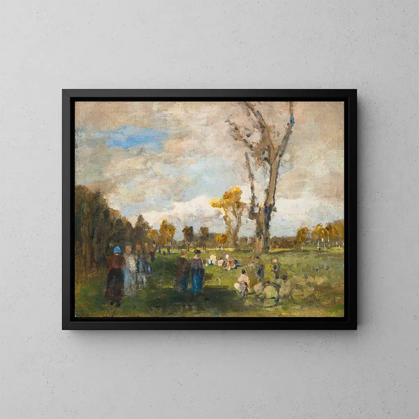 Domingo en los jardines del Prater - Tina Blau — cuadro enmarcado en la pared