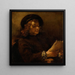 Titus van Rijn, el hijo del artista leyendo - Rembrandt van Rijn — cuadro enmarcado en la pared