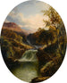 Landscape painting of a lush landscape by a waterfall - Tom Seymour — artwork view