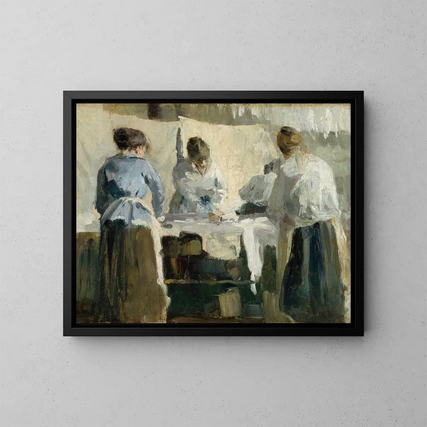 Mujeres francesas planchando - Torsten Wasastjerna — cuadro enmarcado en la pared