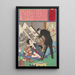 a sudden police raid on unlicensed prostitutes - Tsukioka Yoshitoshi — framed artwork on a wall
