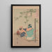 A countryside couple enjoys the moonlight with their son - Tsukioka Yoshitoshi — framed artwork on a wall
