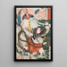 Aoyanagi Harunosuke jetting an attacker underwater - Tsukioka Yoshitoshi — framed artwork on a wall