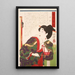 Dame de cour Asaoka mirando a una ratón en una pantalla - Tsukioka Yoshitoshi — cuadro enmarcado en la pared