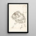 Drawing completed of a warrior - Tsukioka Yoshitoshi — framed artwork on a wall