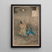 Fujiwara no Yasumasa playing the flute under the moonlight on a moor - Tsukioka Yoshitoshi — framed artwork on a wall