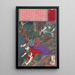 In a fit of jealousy, Arai Tkichi throws a stone at Ohana - Tsukioka Yoshitoshi — framed artwork on a wall