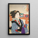 Regard accablé Les manières d'une serveuse à Fukagawa à l'époque Tenp - Tsukioka Yoshitoshi — framed artwork on a wall