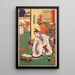Minamoto Yorimitsu Ason observing a spider - Tsukioka Yoshitoshi — framed artwork on a wall