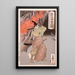 Nitta Shir Tadatsune entering a cave with a torch - Tsukioka Yoshitoshi — framed artwork on a wall